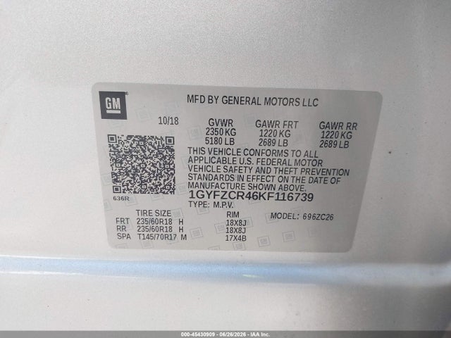 Продаж на аукціоні авто 2019 Cadillac Xt4 Premium Luxury, vin: 1GYFZCR46KF116739, номер лоту: 45430909