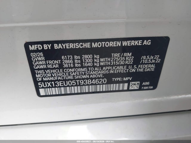 Продаж на аукціоні авто 2026 Bmw X5 Sdrive40i, vin: 5UX13EU05T9384620, номер лоту: 45430921