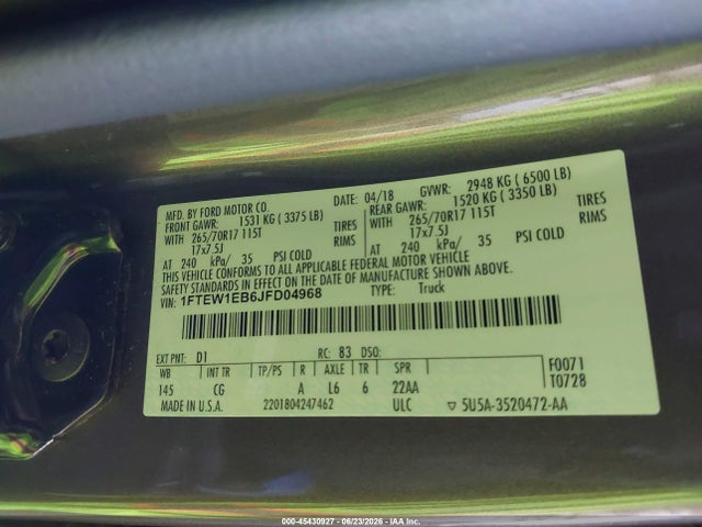 Ford F-150 Xl/xlt 2018 1FTEW1EB6JFD04968 Image 9