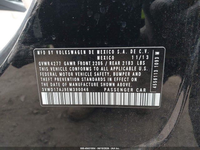 3VWD17AJ9EM390046 Volkswagen Jetta 1.8t Se
