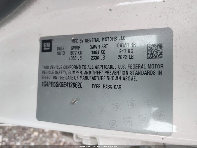 Продажа на аукционе авто 2014 Buick Verano Convenience Group, vin: 1G4PR5SK5E4128620, номер лота: 45431017