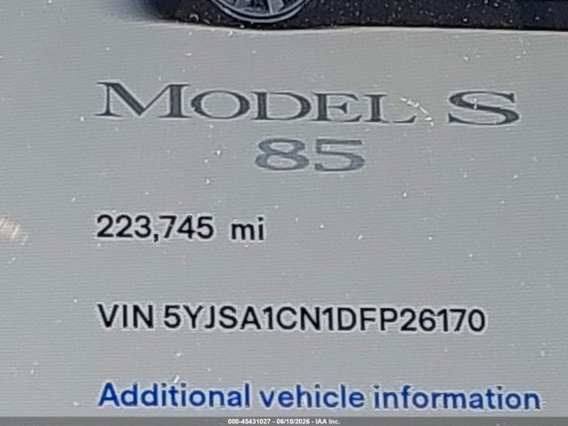 Продажа на аукционе авто 2013 Tesla Model S, vin: 5YJSA1CN1DFP26170, номер лота: 45431027