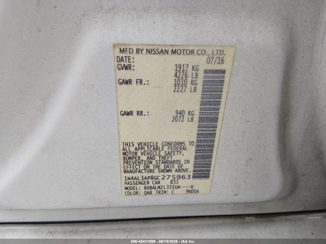 Nissan Altima 2.5 Sv 2016 1N4AL3AP8GC275963 Image 9