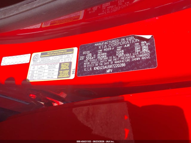 Aukcja sprzedaży 2024 Kia Soul Lx, vin: KNDJ23AU5R7220286, numer aukcji: 45431103