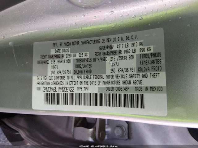 Aukcja sprzedaży 2021 Mazda Cx-30 Select, vin: 3MVDMABL1MM209722, numer aukcji: 45431350