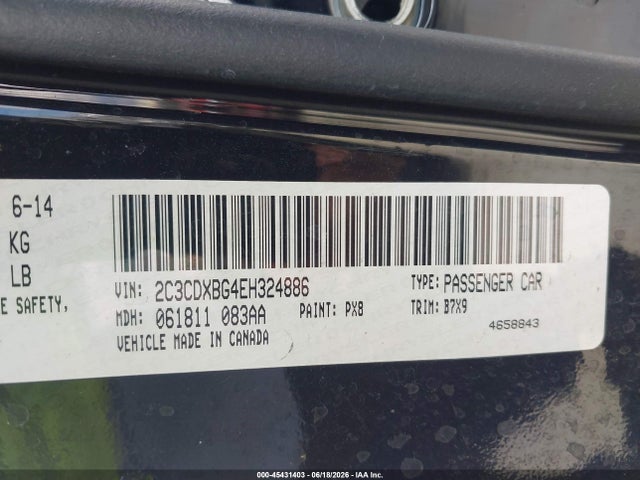 Dodge Charger Se 2014 2C3CDXBG4EH324886 Image 9