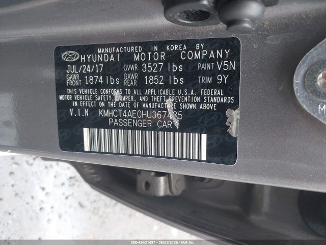 Продаж на аукціоні авто 2017 Hyundai Accent Se, vin: KMHCT4AE0HU367485, номер лоту: 45431437