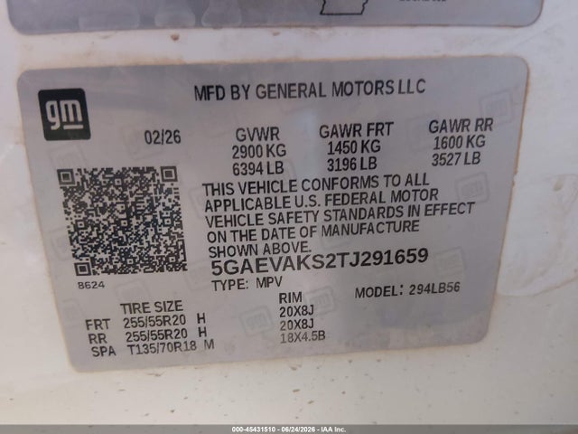 Auction sale of the 2026 Buick Enclave Preferred Fwd, vin: 5GAEVAKS2TJ291659, lot number: 45431510