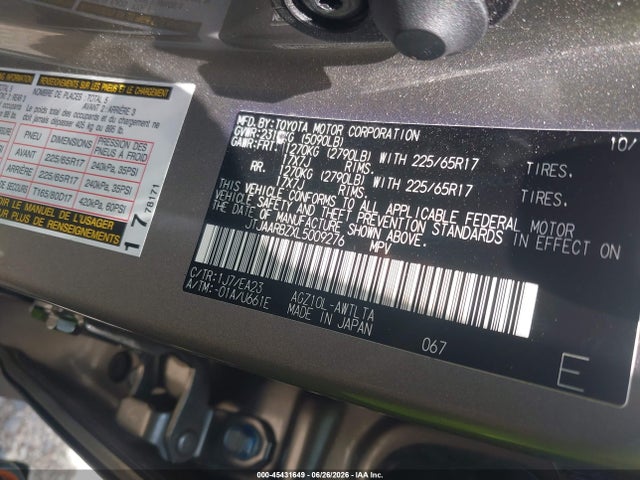 45431649 :رقم المزاد ، JTJAARBZXL5009276 vin ، 2020 Lexus Nx 300 مزاد بيع