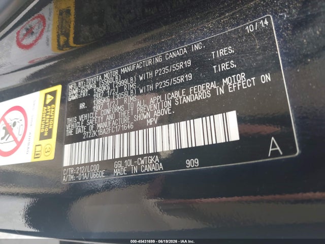 Aukcja sprzedaży 2015 Lexus Rx 350, vin: 2T2ZK1BA2FC171646, numer aukcji: 45431699