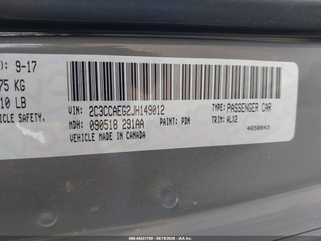 Продаж на аукціоні авто 2018 Chrysler 300 Limited, vin: 2C3CCAEG2JH149012, номер лоту: 45431788