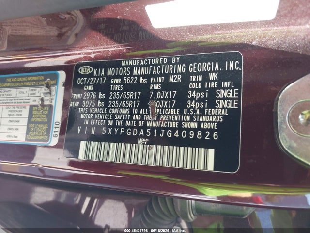 KIA Sorento 3.3l Lx 2018 5XYPGDA51JG409826 Image 9