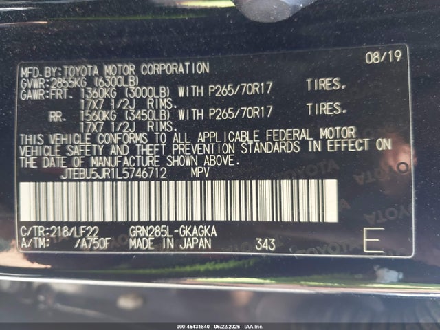 Toyota 4runner Trd Pro 2020 JTEBU5JR1L5746712 Image 9