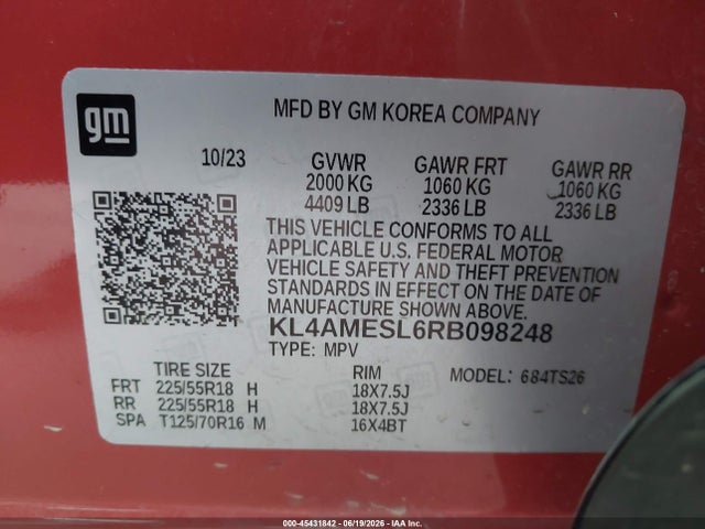 Aukcja sprzedaży 2024 Buick Encore Gx Sport Touring Awd, vin: KL4AMESL6RB098248, numer aukcji: 45431842