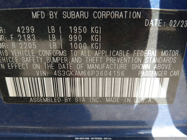 Aukcja sprzedaży 2023 Subaru Impreza Sport, vin: 4S3GKAM66P3604156, numer aukcji: 45431856
