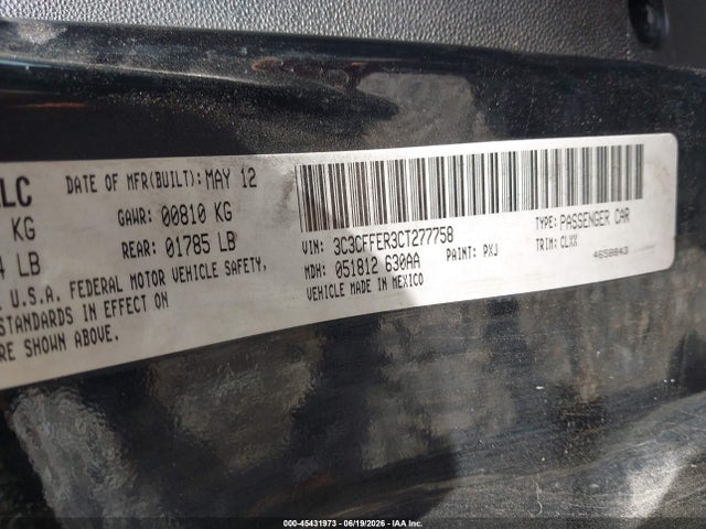 Продаж на аукціоні авто 2012 Fiat 500c Lounge, vin: 3C3CFFER3CT277758, номер лоту: 45431973
