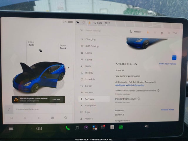 Продажа на аукционе авто 2023 Tesla Model 3 Rear-wheel Drive, vin: 5YJ3E1EAXPF508512, номер лота: 45432061