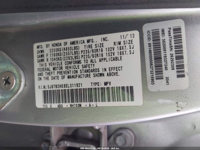 Продажа на аукционе авто 2014 Acura Rdx, vin: 5J8TB3H59EL011921, номер лота: 45432258