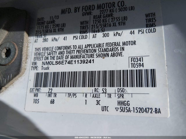 2014 Ford Transit Connect Xl მანქანა იყიდება აუქციონზე, vin: NM0LS6E74E1139241, აუქციონის ნომერი: 45432353