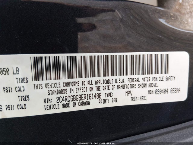 Aukcja sprzedaży 2014 Dodge Grand Caravan American Value Pkg, vin: 2C4RDGBG9ER161488, numer aukcji: 45432371