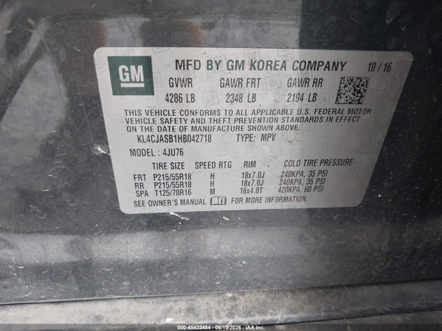 Продаж на аукціоні авто 2017 Buick Encore Preferred, vin: KL4CJASB1HB042718, номер лоту: 45432484