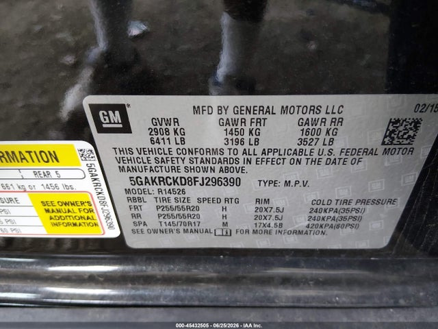 5GAKRCKD8FJ296390 Buick Enclave Premium