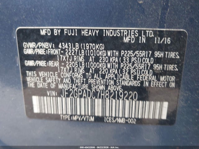 JF2GPADC7H8219220 Subaru Crosstrek 2.0i Premium