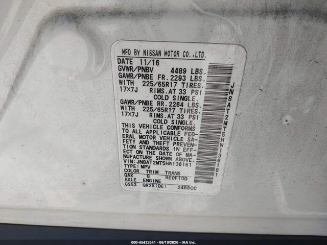 Nissan ROGUE S 2017 JN8AT2MT5HW136181 Image 9