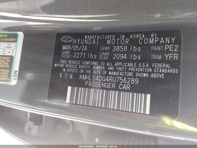 Hyundai ELANTRA SEL 2024 KMHLS4DG4RU756289 Image 9