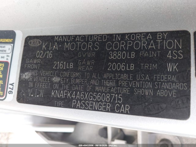 KIA FORTE LX 2016 KNAFK4A6XG5608715 Image 9