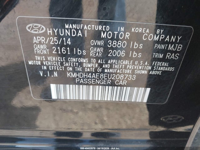 Hyundai ELANTRA SE 2014 KMHDH4AE8EU208733 Image 9