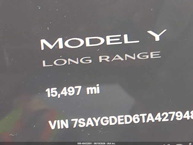 Продажа на аукционе авто 2026 Tesla Model Y Premium Rear-wheel Drive/rear-wheel Drive, vin: 7SAYGDED6TA427948, номер лота: 45432591