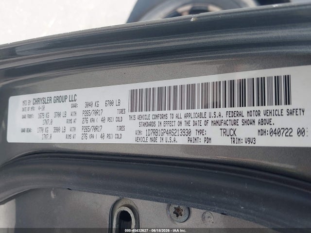 Aukcja sprzedaży 2010 Dodge Ram 1500 St, vin: 1D7RB1GP4AS213930, numer aukcji: 45432627