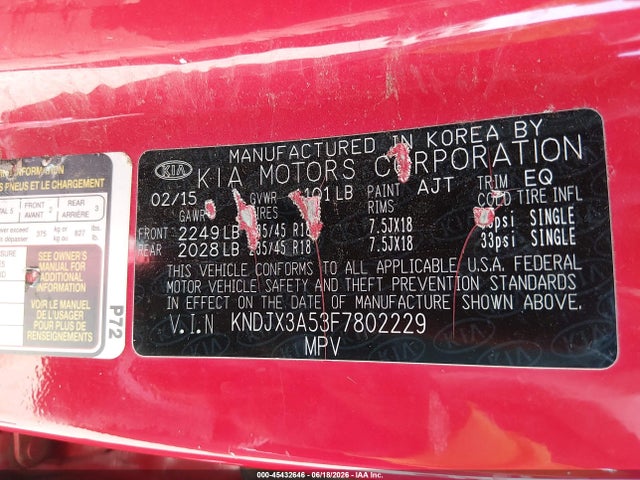 KIA Soul ! 2015 KNDJX3A53F7802229 Image 9