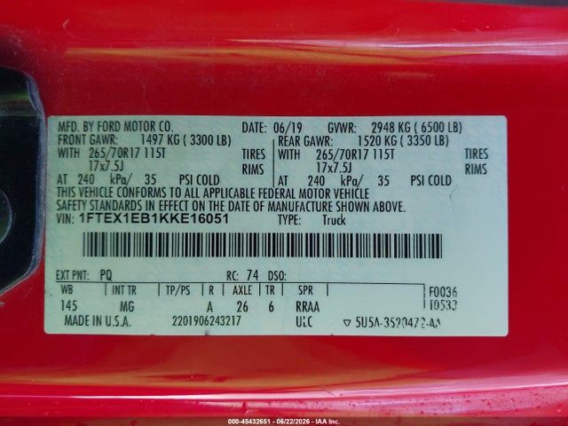 Ford F-150 Xlt 2019 1FTEX1EB1KKE16051 Image 9