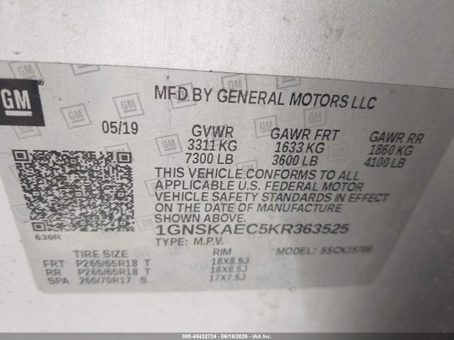 1GNSKAEC5KR363525 Chevrolet Tahoe Ls