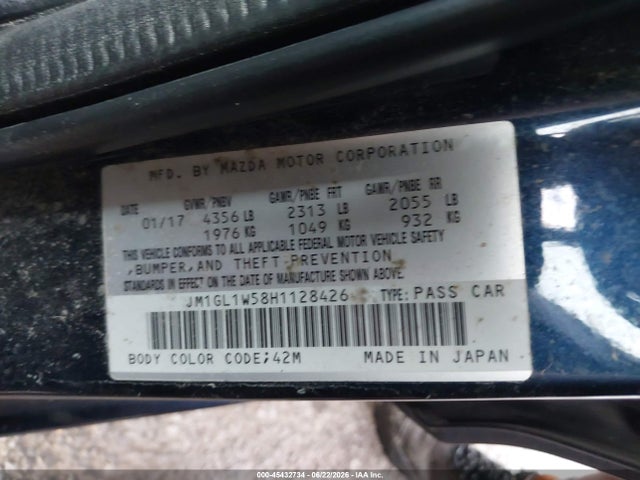 Aukcja sprzedaży 2017 Mazda Mazda6 Grand Touring, vin: JM1GL1W58H1128426, numer aukcji: 45432734