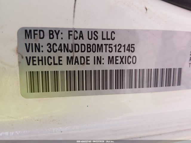 Продаж на аукціоні авто 2021 Jeep Compass Trailhawk 4x4, vin: 3C4NJDDB0MT512145, номер лоту: 45432745