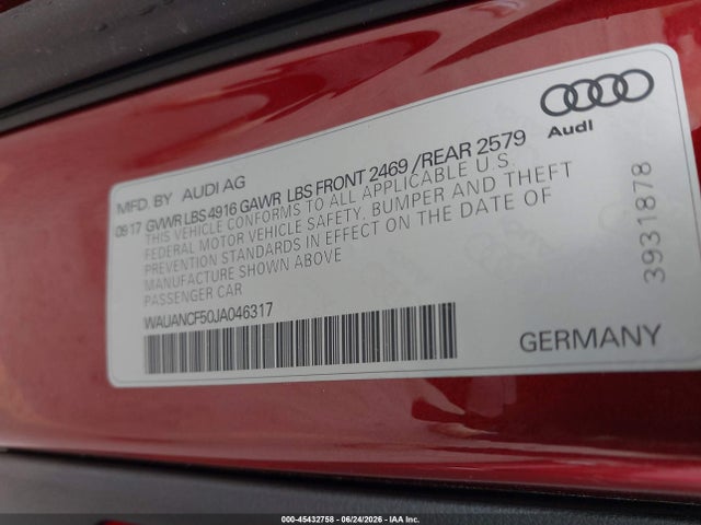 Audi A5 2.0t Premium 2018 WAUANCF50JA046317 Image 9