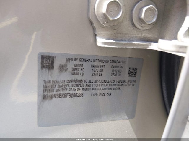 Aukcja sprzedaży 2015 Buick Regal 1fl, vin: 2G4GV5EK8F9200285, numer aukcji: 45432771