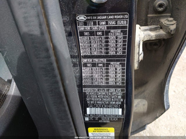 45432779 :رقم المزاد ، SALCR2FX3KH802851 vin ، 2019 Land Rover Discovery Sport Hse/landmark Edition مزاد بيع