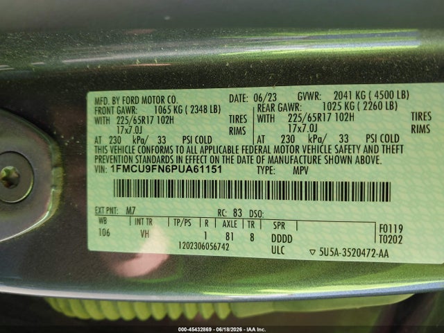 1FMCU9FN6PUA61151 Ford Escape
