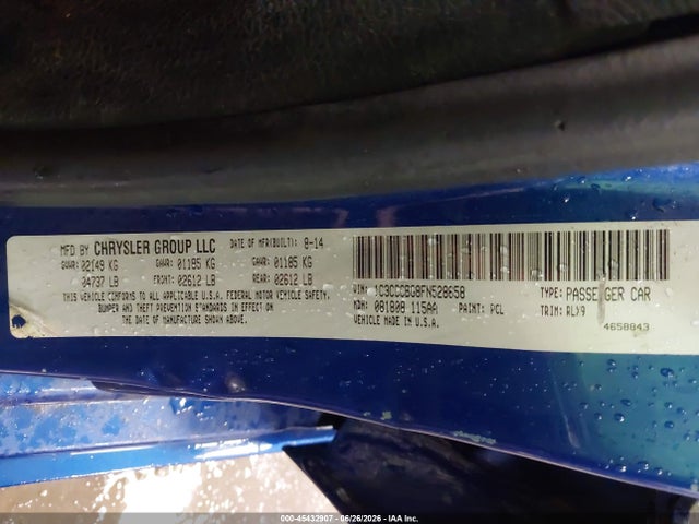 2015 Chrysler 200 S მანქანა იყიდება აუქციონზე, vin: 1C3CCCBG8FN528658, აუქციონის ნომერი: 45432907