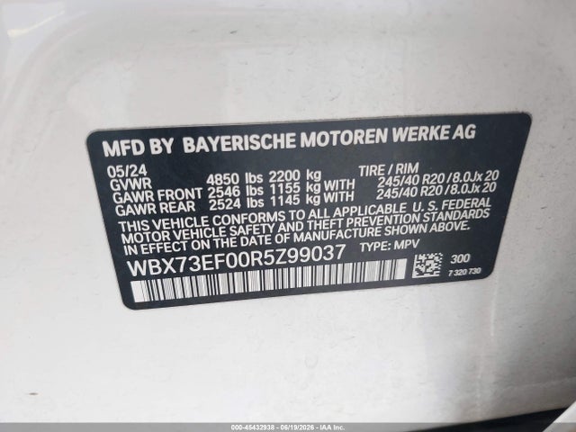 2024 Bmw X1 Xdrive28i მანქანა იყიდება აუქციონზე, vin: WBX73EF00R5Z99037, აუქციონის ნომერი: 45432938