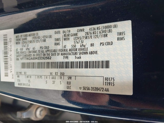 1FT7W2A69KEE92562 Ford F-250 King Ranch/lariat/xl/xlt