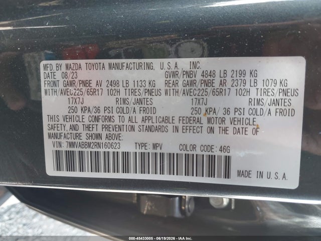 Aukcja sprzedaży 2024 Mazda Cx-50 2.5 S Preferred, vin: 7MMVABBM2RN160623, numer aukcji: 45433005