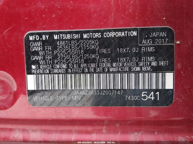 Mitsubishi Outlander Se 2018 JA4AZ3A33JZ007147 Image 9