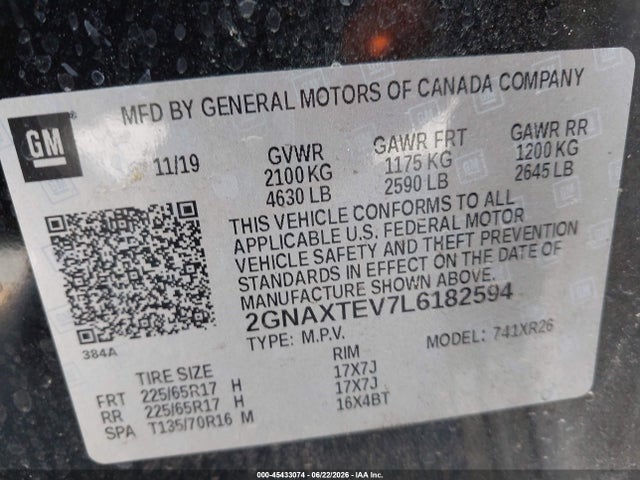 Chevrolet Equinox Awd 2fl 2020 2GNAXTEV7L6182594 Image 9
