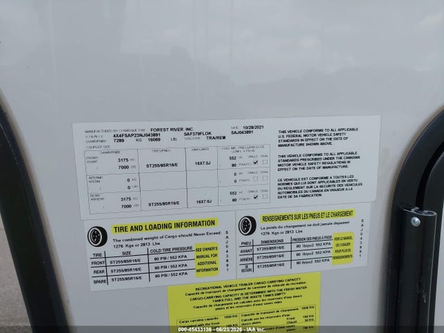 Forest River Other 2022 4X4FSAP23NJ043891 Image 9