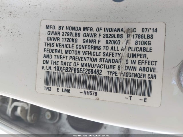 19XFB2F85EE258462 Honda CIVIC EX